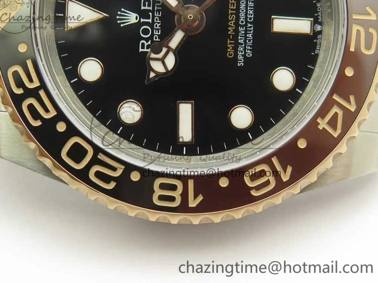 MiroTime 0518 AllSeason GMT-Master II 126711CHNR Black Brown Ceramic Bezel 904L SS RG GMF Best Edition Black Dial on 904L SS RG Bracelet A 3409